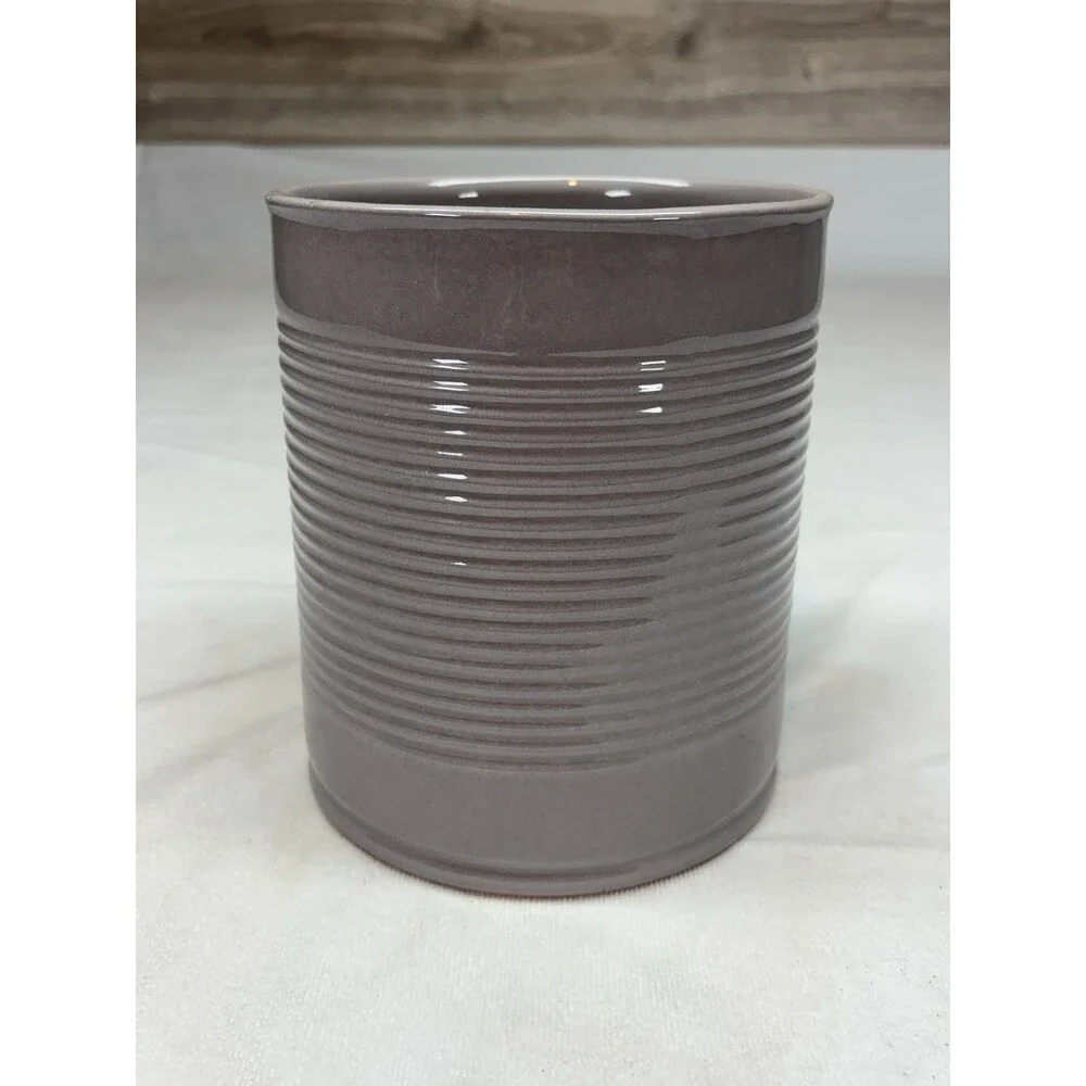 Sur La Table Terracotta Utensil Holder Diameter 5.75” Height 6.75” Gray Ribbed